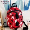 E-12 Backpack roja con negro y dinosaurios (modelo 061)