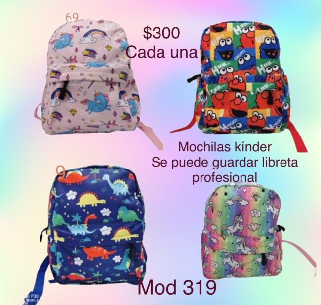 E-12 Mochila de unicornios rosa (modelo 319)