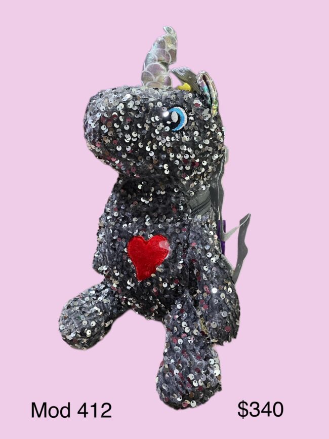 E-12 Bolsa unicornio Lentejuela plateada (modelo 412)