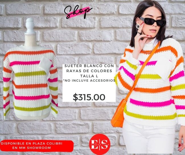 Suéter con rayas de colores talla grande r-2