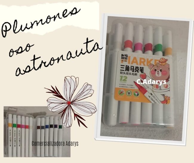 Plumones Astronauta oso 12 piezas E-10