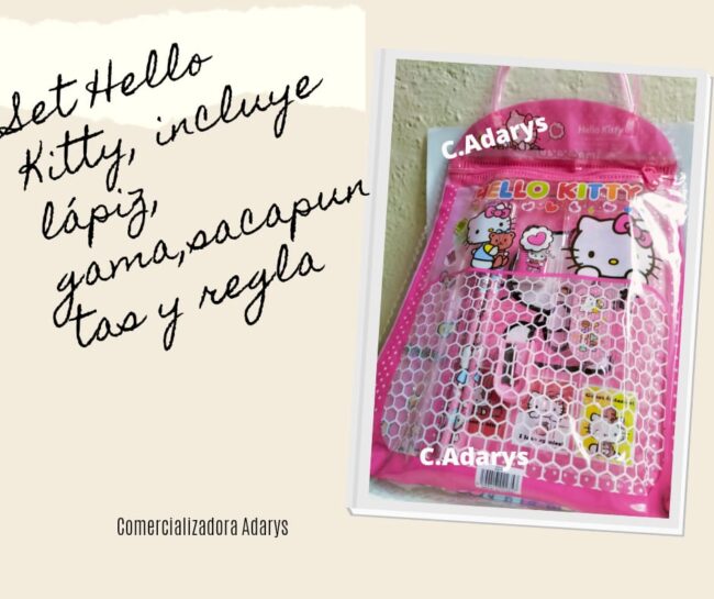 Set Kitty lápiz, goma regla e-10